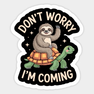 Sloth Riding Turtle Funny Cute Meme Sloth Lovers Sticker